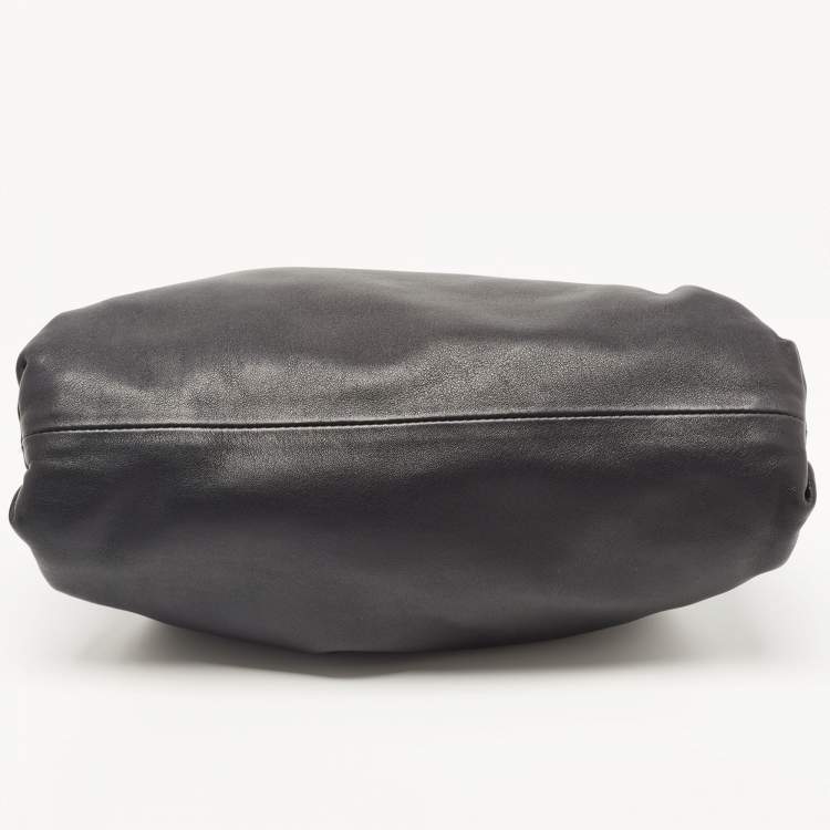 Pre Owned Bottega Veneta Black Leather Teen Pouch Clutch