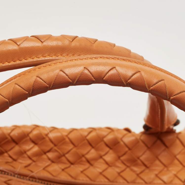 Pre Owned Bottega Veneta Ombre Orange Intrecciato Leather Maxi Convertible Tote