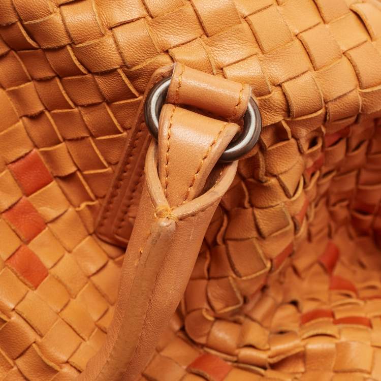 Pre Owned Bottega Veneta Ombre Orange Intrecciato Leather Maxi Convertible Tote