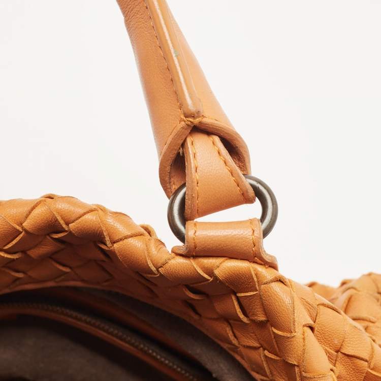 Pre Owned Bottega Veneta Ombre Orange Intrecciato Leather Maxi Convertible Tote