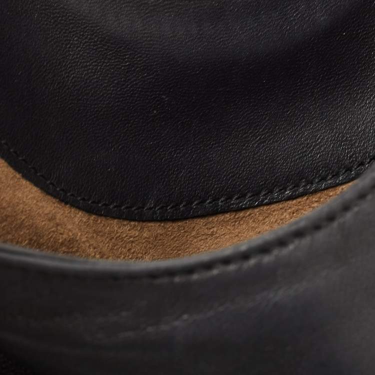 Pre Owned Bottega Veneta Black Intrecciato Leather Twist Lock Flap Clutch