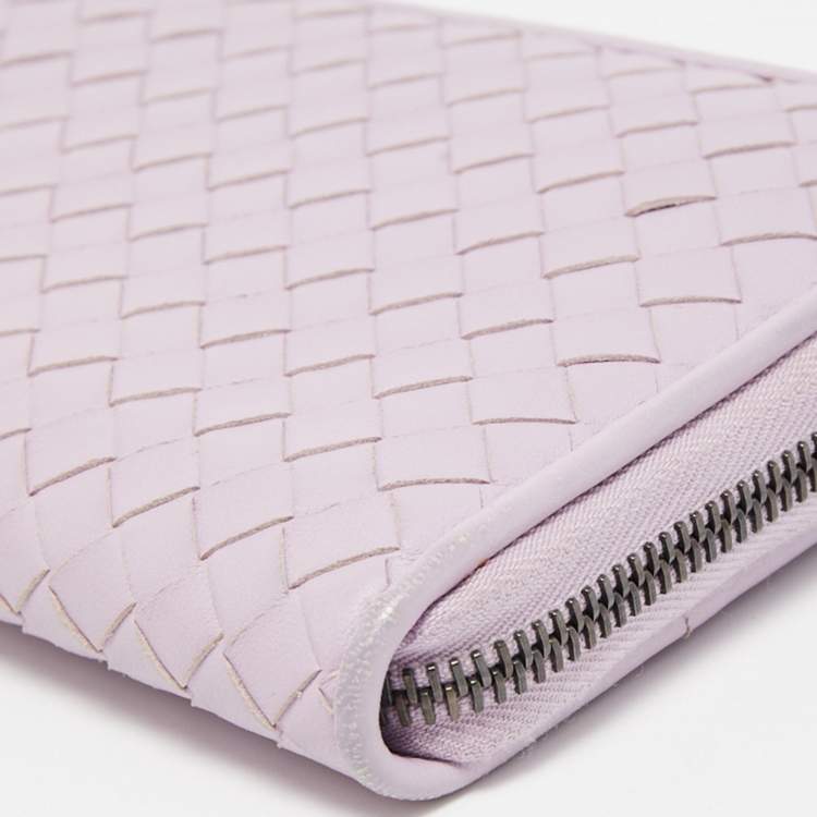 Pre Owned Bottega Veneta Lavinder Intrecciato Leather Zip Around Wallet