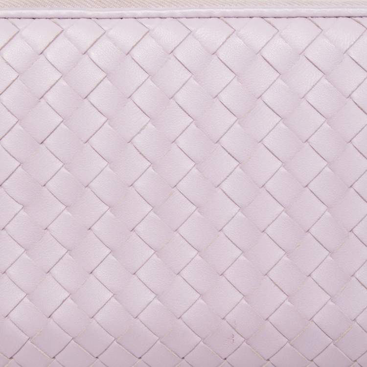 Pre Owned Bottega Veneta Lavinder Intrecciato Leather Zip Around Wallet