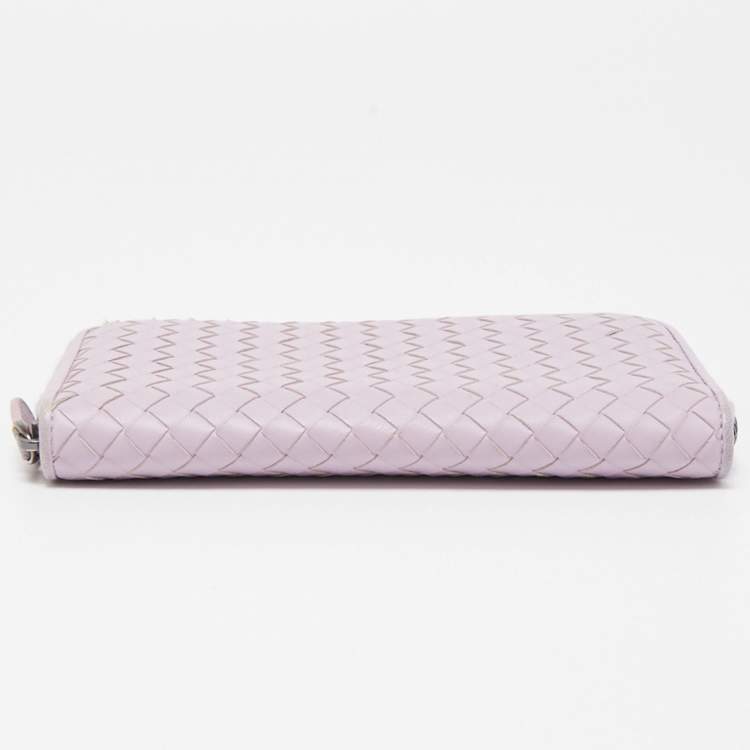 Pre Owned Bottega Veneta Lavinder Intrecciato Leather Zip Around Wallet