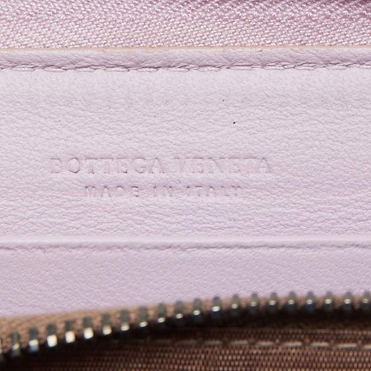 Pre Owned Bottega Veneta Lavinder Intrecciato Leather Zip Around Wallet