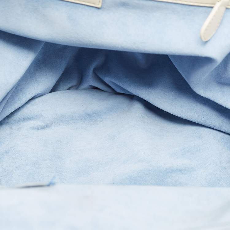 Pre Owned Bottega Veneta Off White Intrecciato Leather Large Top Frame Satchel