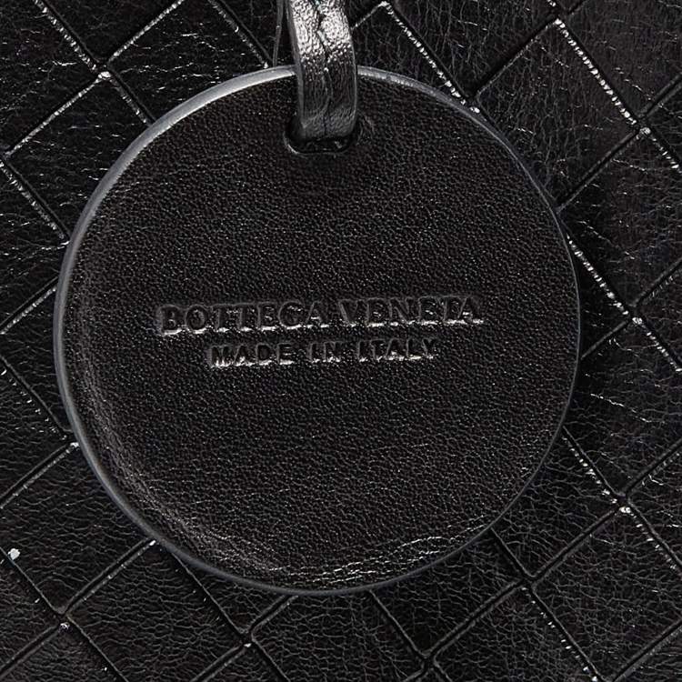 Pre Owned Bottega Veneta Black Intrecciato Leather Shopper Tote