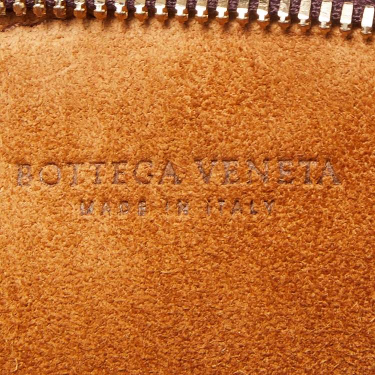 Pre Owned Bottega Veneta Burgundy Intrecciato Leather BV Round Rim Clutch