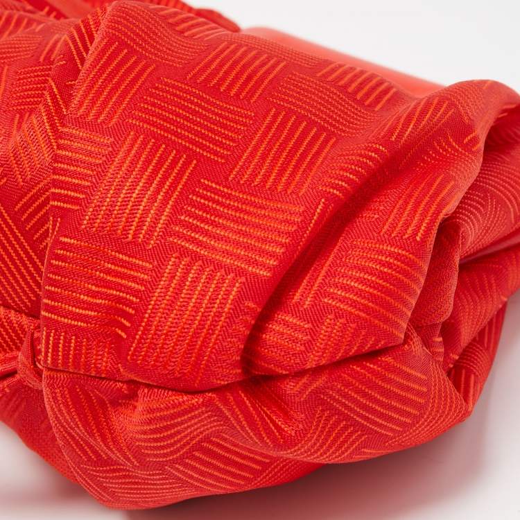 Pre Owned Bottega Veneta Red Increcciato Fabric The Point Triangle Crossbody Bag