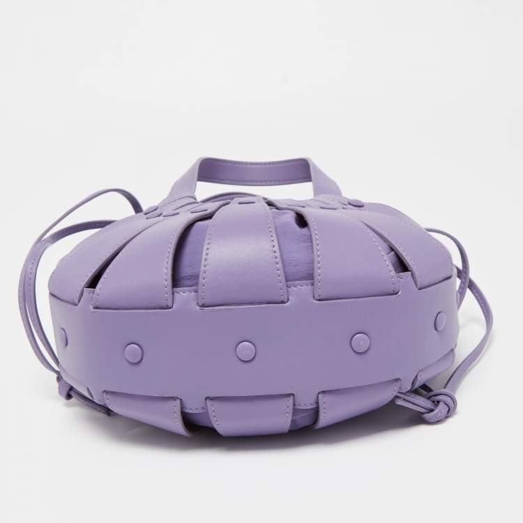 Pre Owned Bottega Veneta Purple Leather Small Shell Bag