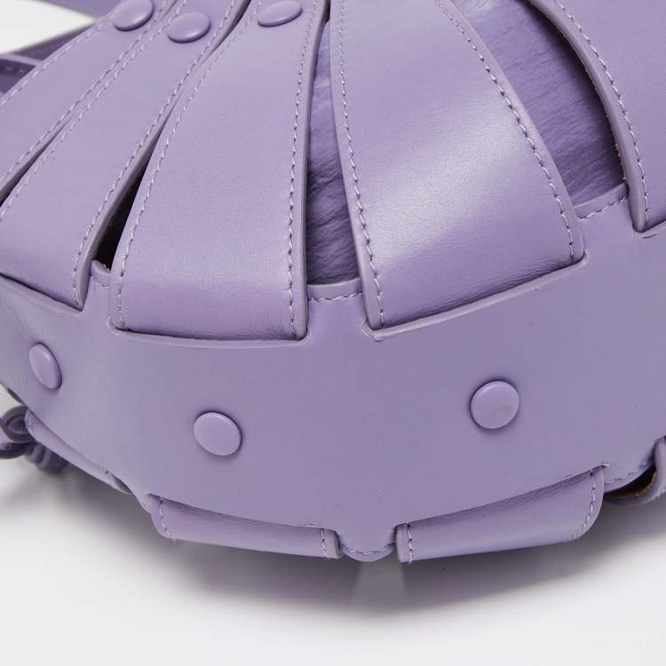 Pre Owned Bottega Veneta Purple Leather Small Shell Bag