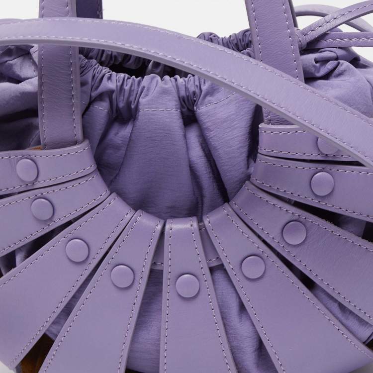 Pre Owned Bottega Veneta Purple Leather Small Shell Bag