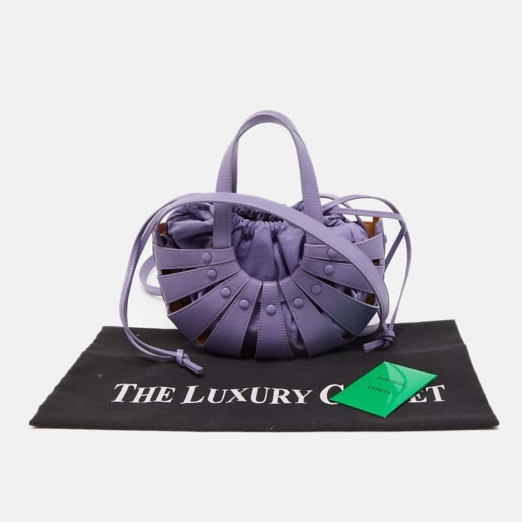 Pre Owned Bottega Veneta Purple Leather Small Shell Bag