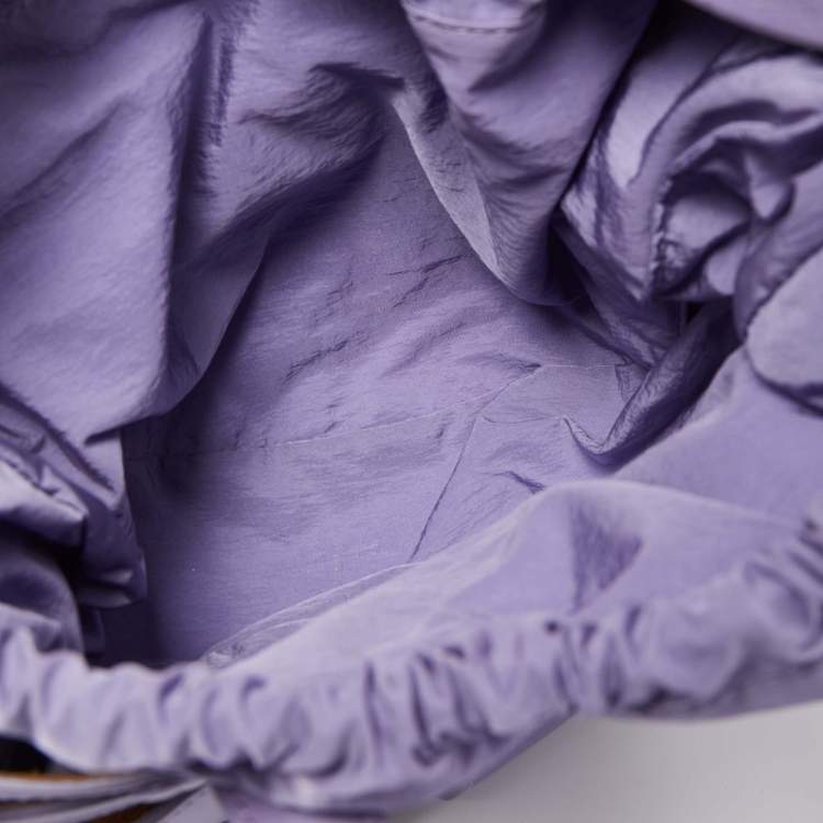 Pre Owned Bottega Veneta Purple Leather Small Shell Bag