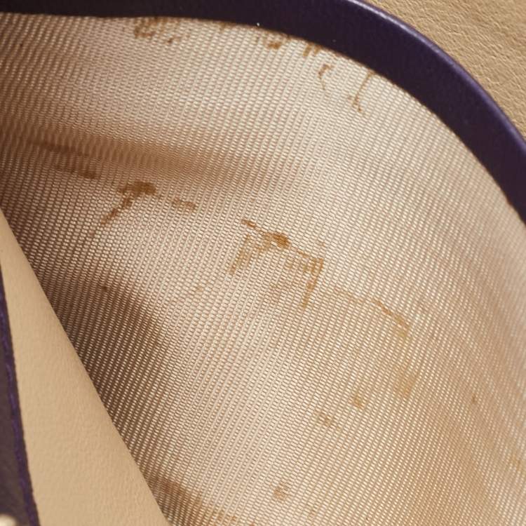 Pre Owned Bottega Veneta Purple Intrecciato Leather Zip Around Wallet