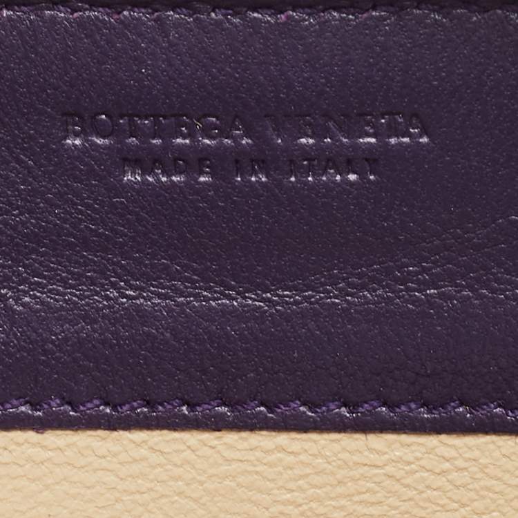 Pre Owned Bottega Veneta Purple Intrecciato Leather Zip Around Wallet