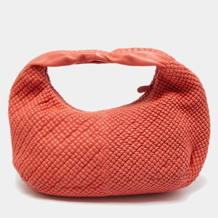 Pre Owned Bottega Veneta Orange Ponza Leather Belly Veneta Hobo