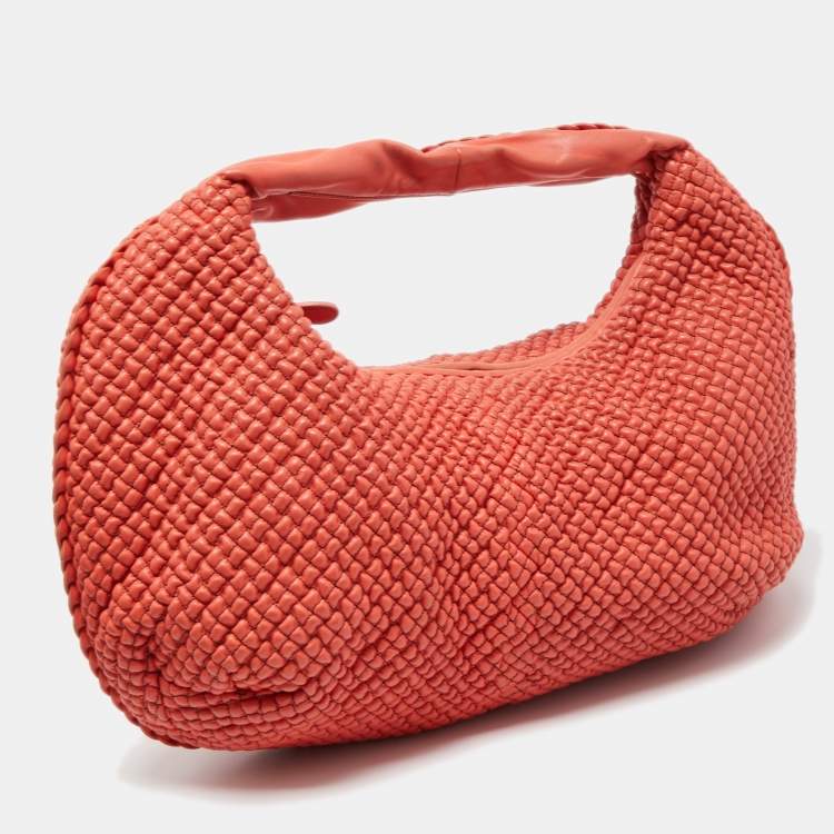 Pre Owned Bottega Veneta Orange Ponza Leather Belly Veneta Hobo