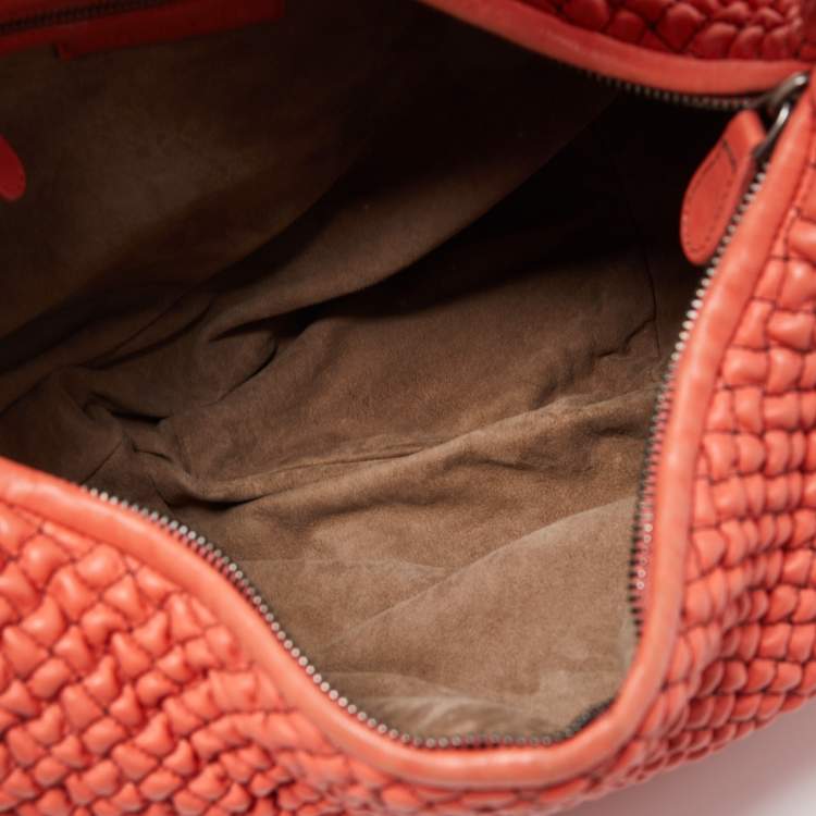 Pre Owned Bottega Veneta Orange Ponza Leather Belly Veneta Hobo