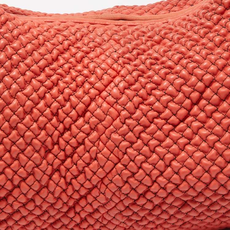 Pre Owned Bottega Veneta Orange Ponza Leather Belly Veneta Hobo