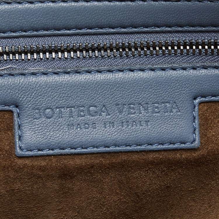 Pre Owned Bottega Veneta Blue Intrecciato Leather Nodini Crossbody Bag