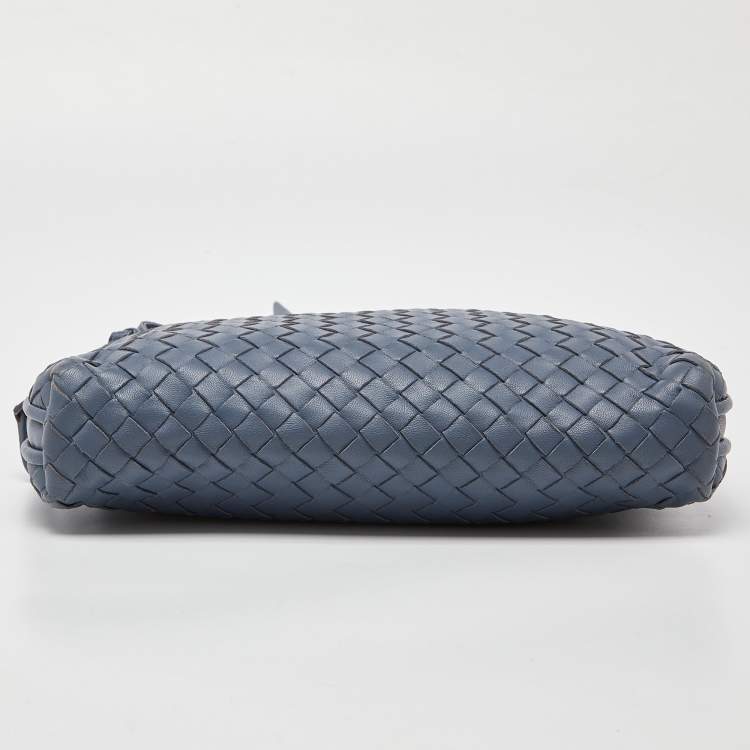 Pre Owned Bottega Veneta Blue Intrecciato Leather Nodini Crossbody Bag