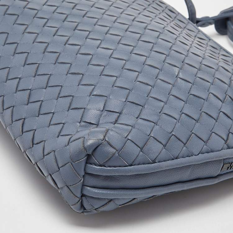Pre Owned Bottega Veneta Blue Intrecciato Leather Nodini Crossbody Bag