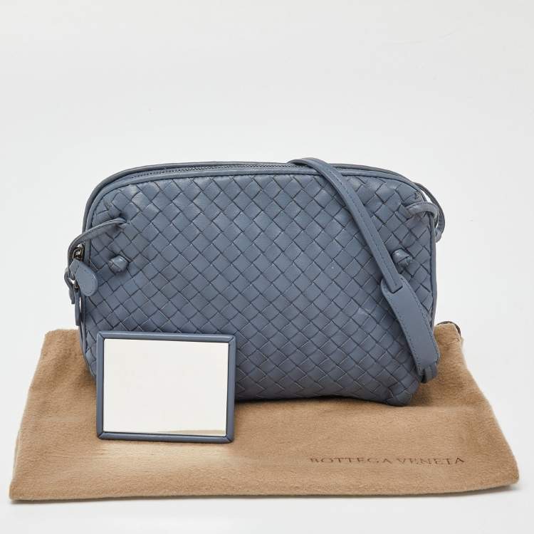 Pre Owned Bottega Veneta Blue Intrecciato Leather Nodini Crossbody Bag