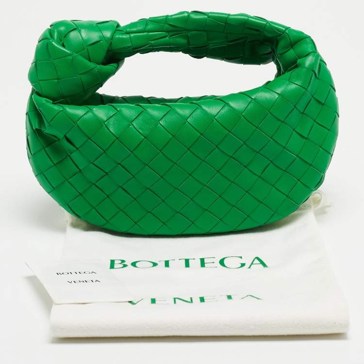 Pre Owned Bottega Veneta Green Intrecciato Leather Mini Jodie Hobo