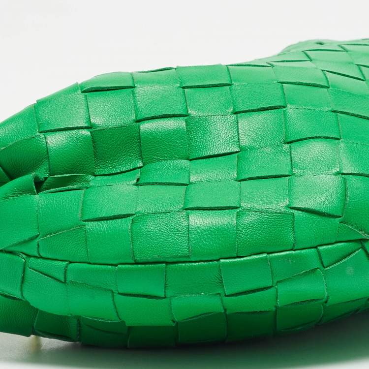 Pre Owned Bottega Veneta Green Intrecciato Leather Mini Jodie Hobo