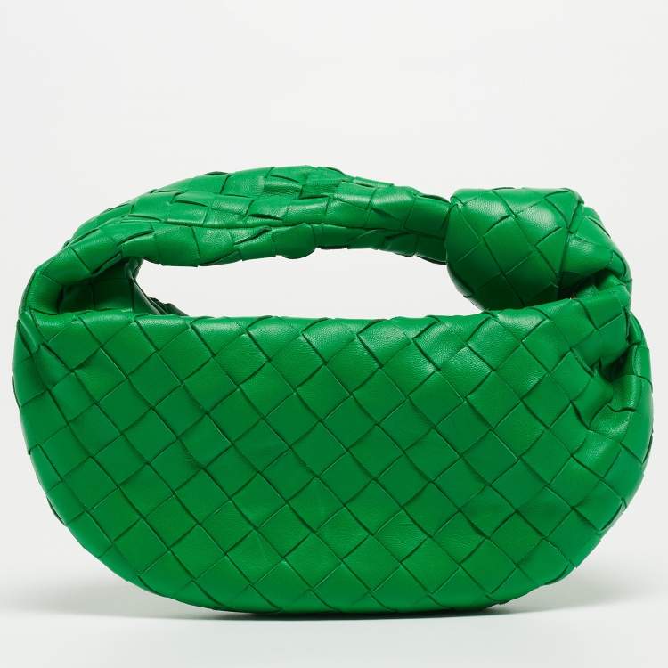 Pre Owned Bottega Veneta Green Intrecciato Leather Mini Jodie Hobo