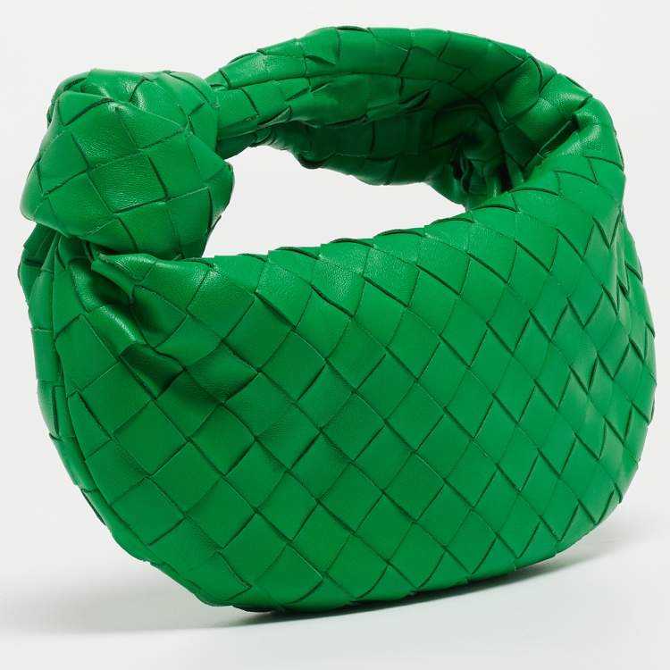 Pre Owned Bottega Veneta Green Intrecciato Leather Mini Jodie Hobo