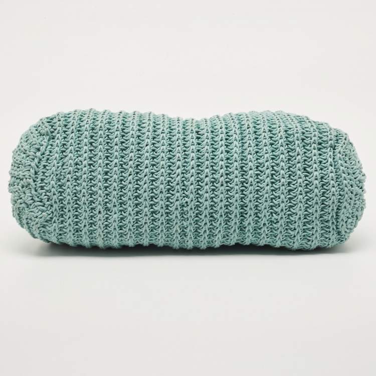 Pre Owned Bottega Veneta Light Green Woven Leather Medium Point Shoulder Bag