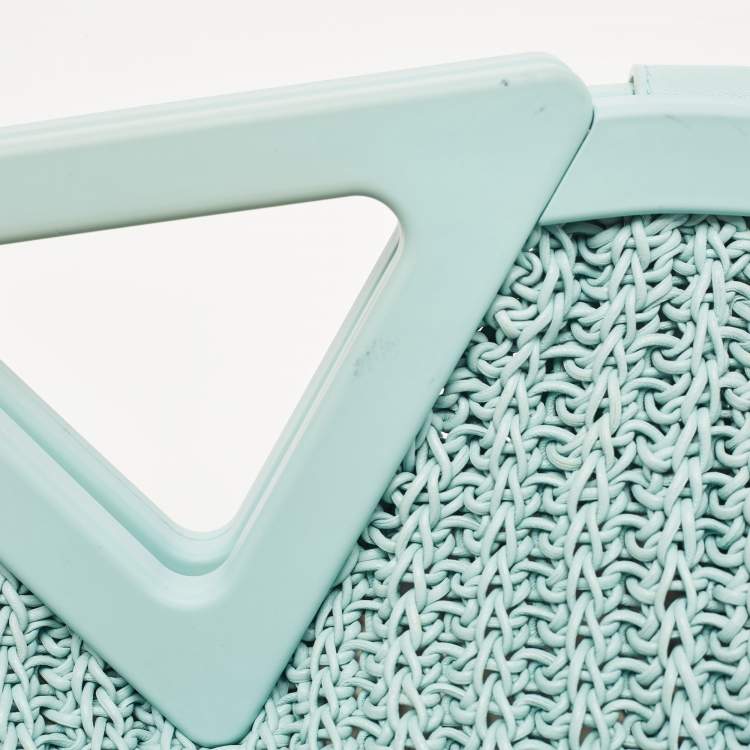 Pre Owned Bottega Veneta Light Green Woven Leather Medium Point Shoulder Bag