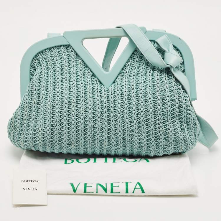 Pre Owned Bottega Veneta Light Green Woven Leather Medium Point Shoulder Bag