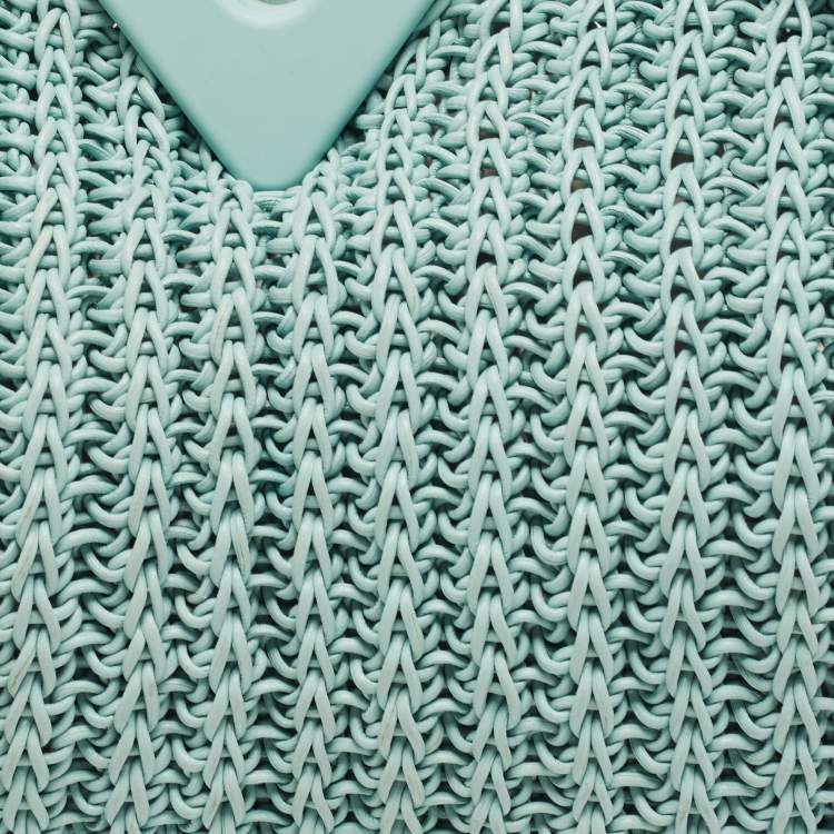 Pre Owned Bottega Veneta Light Green Woven Leather Medium Point Shoulder Bag