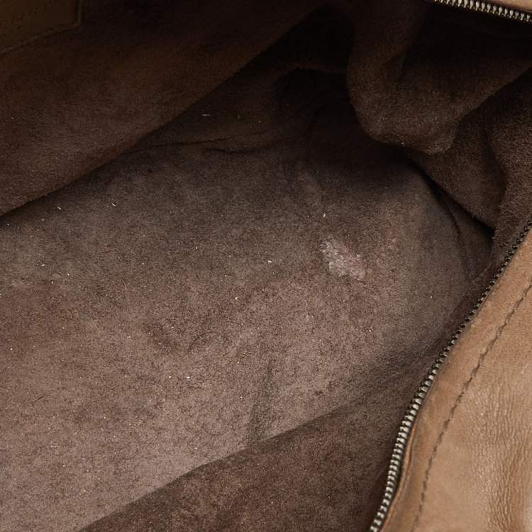 Pre Owned Bottega Veneta Beige Intrecciato Leather Boston Bag