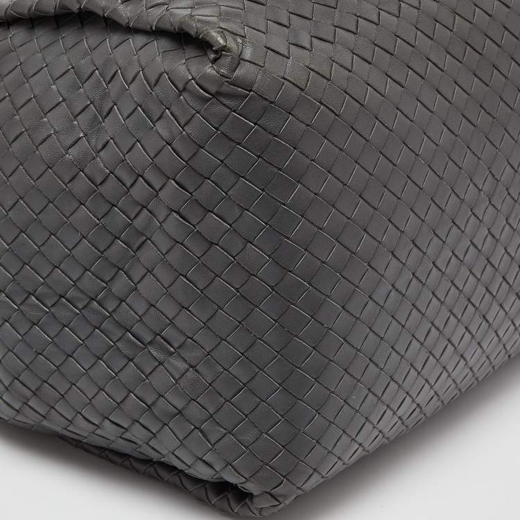 Pre Owned Bottega Veneta Grey Intrecciato Leather Shoulder Bag