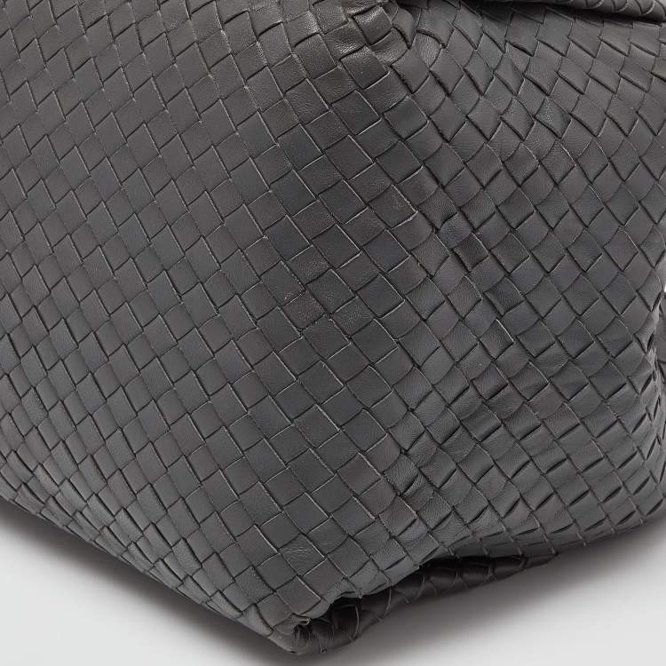 Pre Owned Bottega Veneta Grey Intrecciato Leather Shoulder Bag