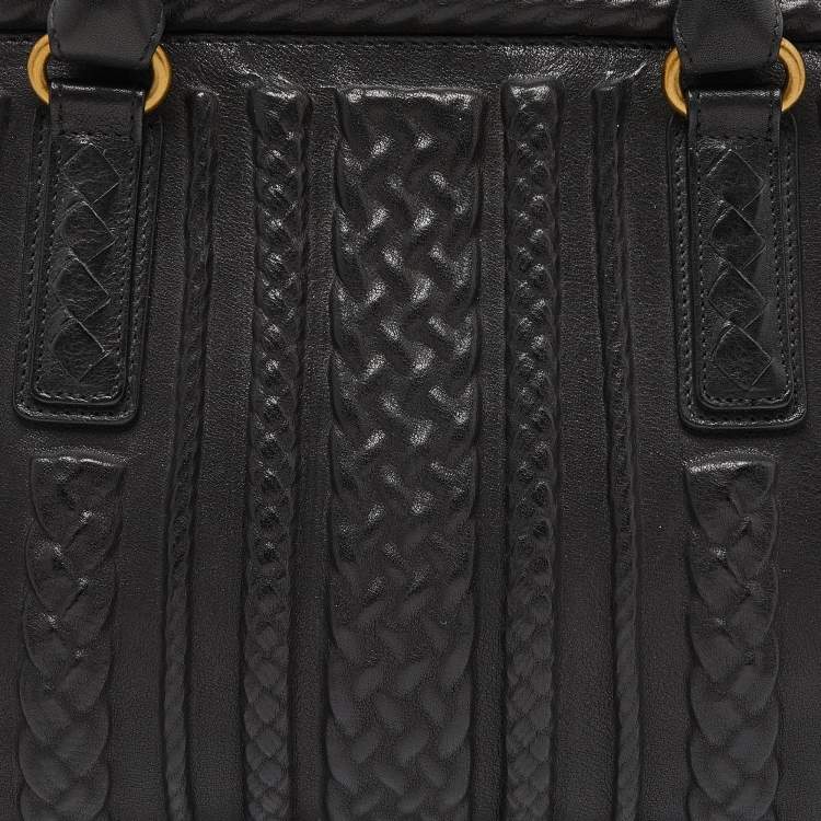 Pre Owned Bottega Veneta Black Intrecciato Leather Satchel