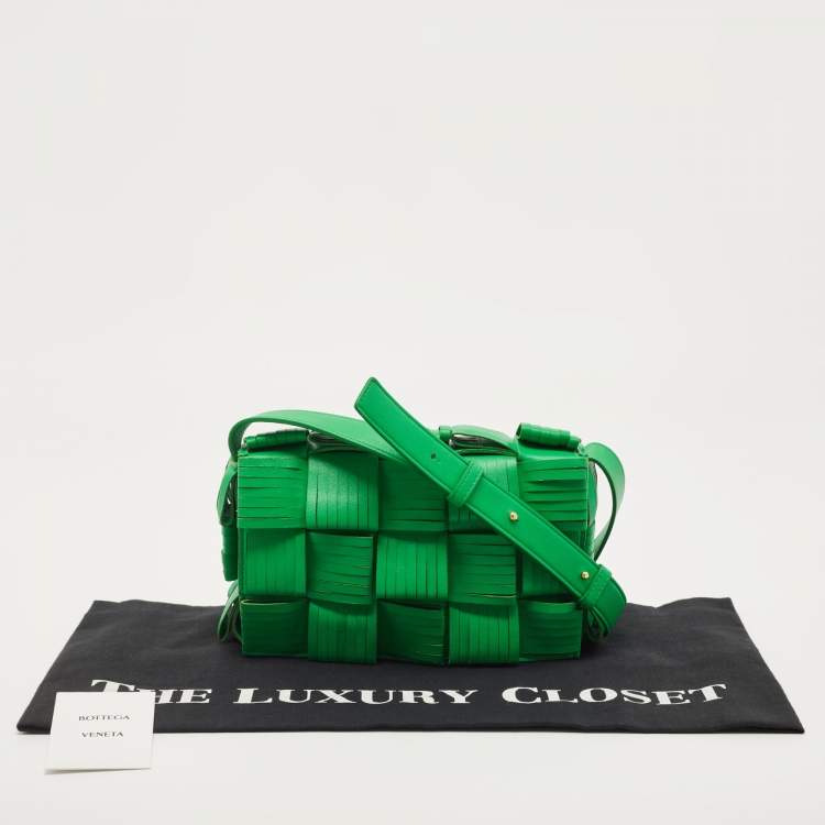 Pre Owned Bottega Veneta Green Leather Cassette Fringe Shoulder Bag