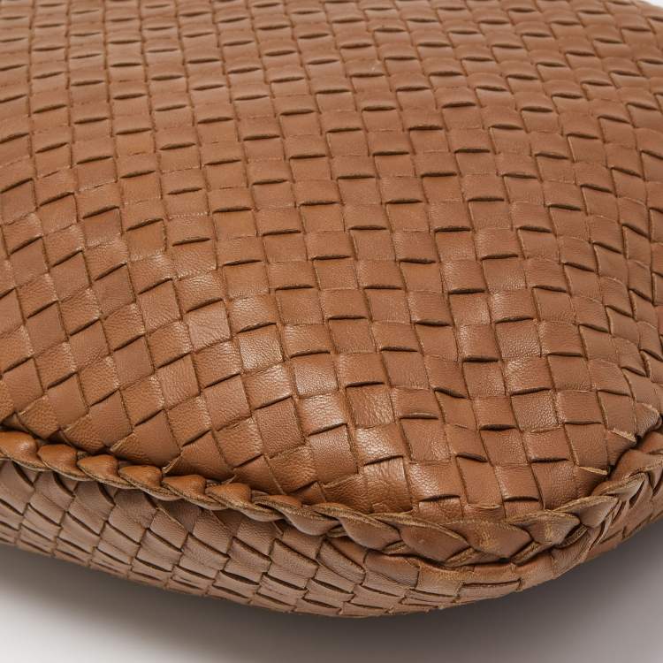 Pre Owned Bottega Veneta Brown Intrecciato Leather Large Veneta Hobo
