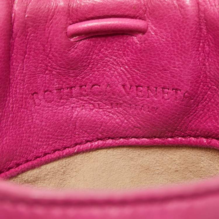 Pre Owned Bottega Veneta Pink Intrecciato Leather Magnetic Clutch Bag