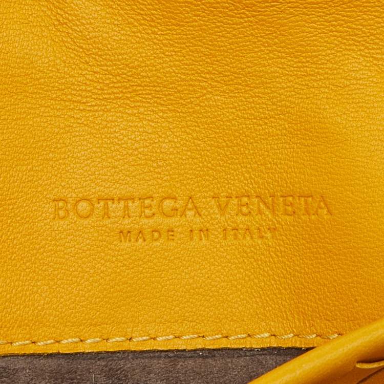 Pre Owned Bottega Veneta Yellow Intrecciato Leather Flap Crossbody Bag