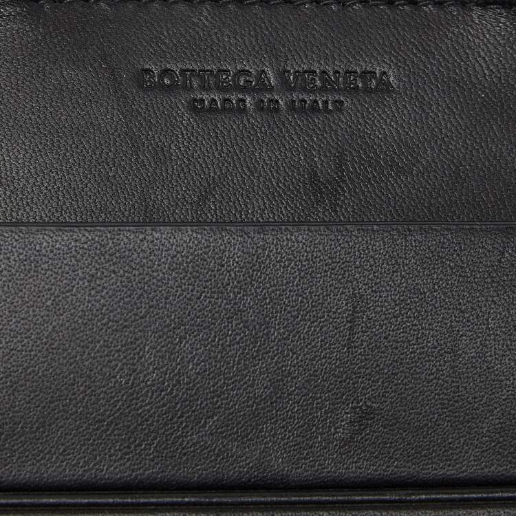 Pre Owned Bottega Veneta Black Intrecciato Leather Carryall Crossbody Bag