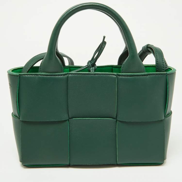 Pre Owned Bottega Veneta Green Leather Candy Arco Tote