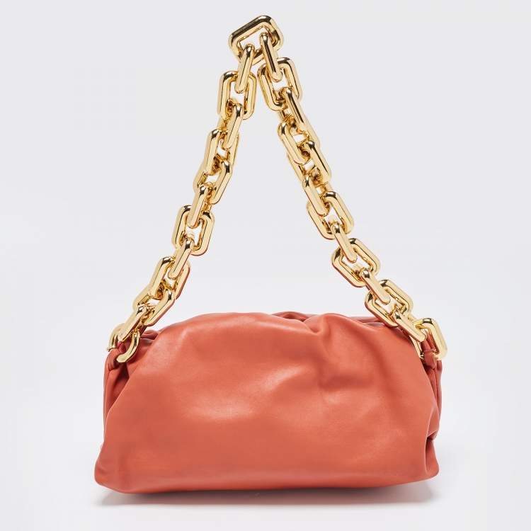 Pre Owned Bottega Veneta Brown Leather The Chain Pouch Bag