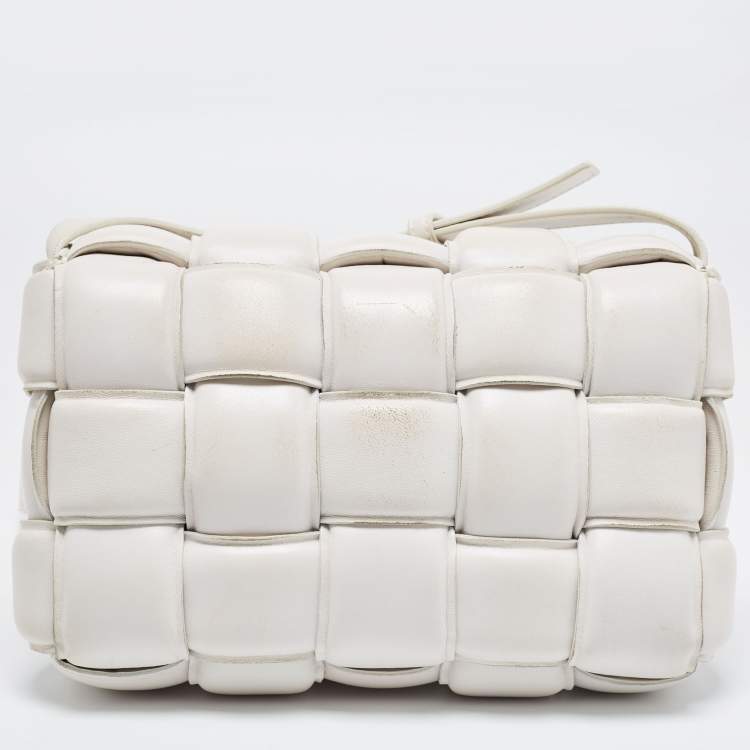 Pre Owned Bottega Veneta White Padded Leather Cassette Shoulder Bag