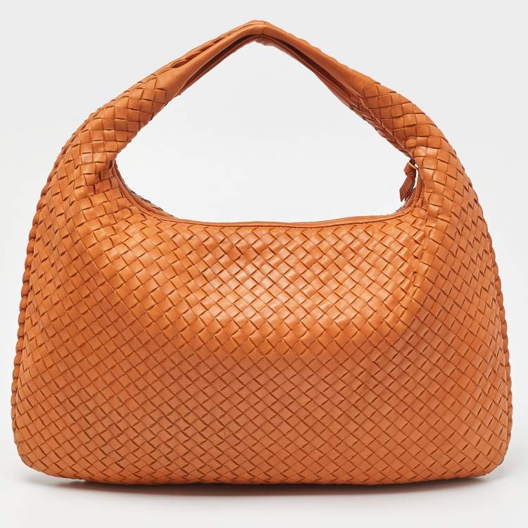مملوكة مسبقًا Bottega Veneta Orange Intrecciato Leather Veneta Hobo