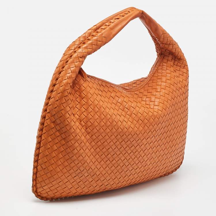 مملوكة مسبقًا Bottega Veneta Orange Intrecciato Leather Veneta Hobo